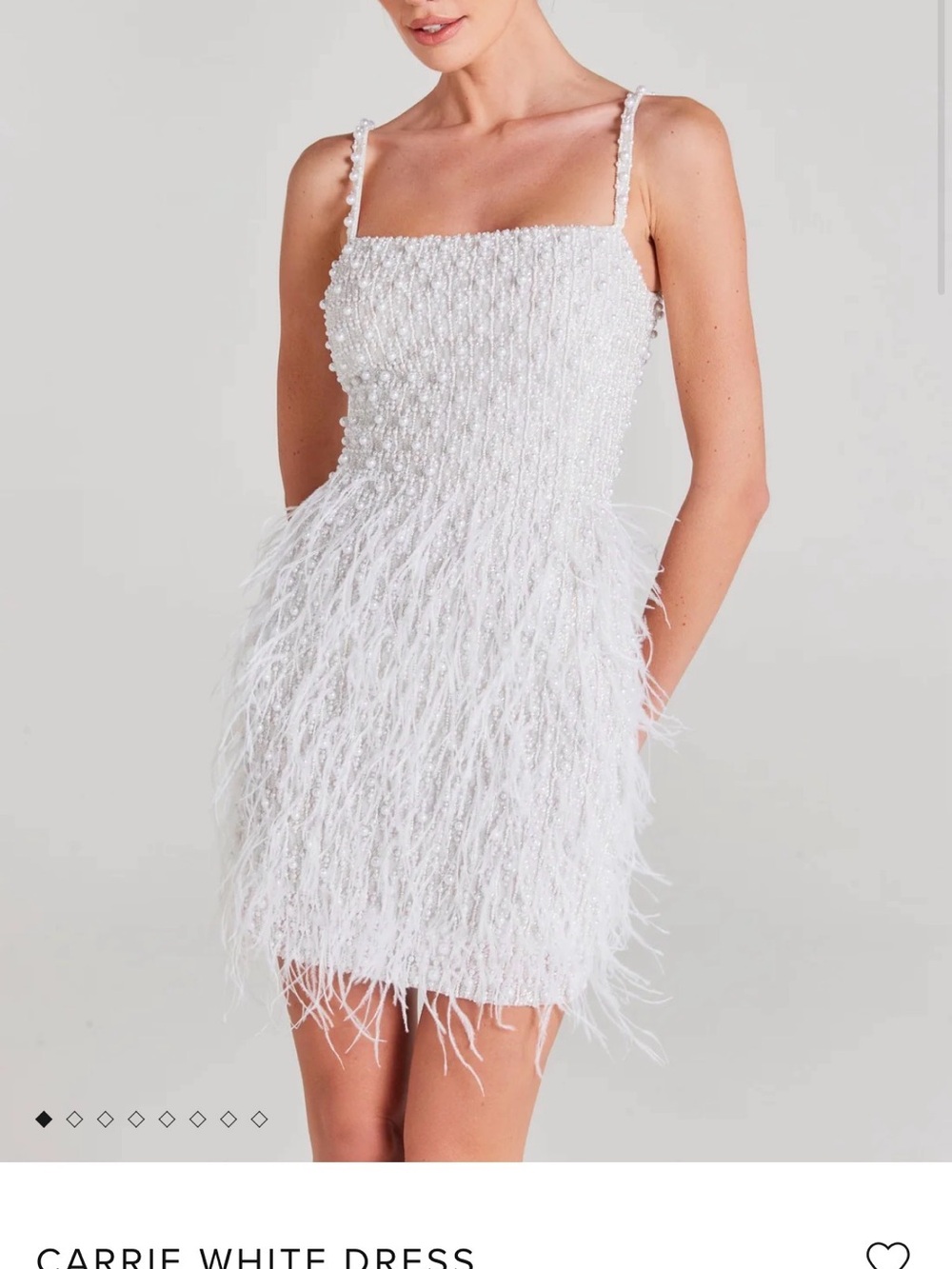 NADINE MERABI White Feather & Pearl Mini Dress